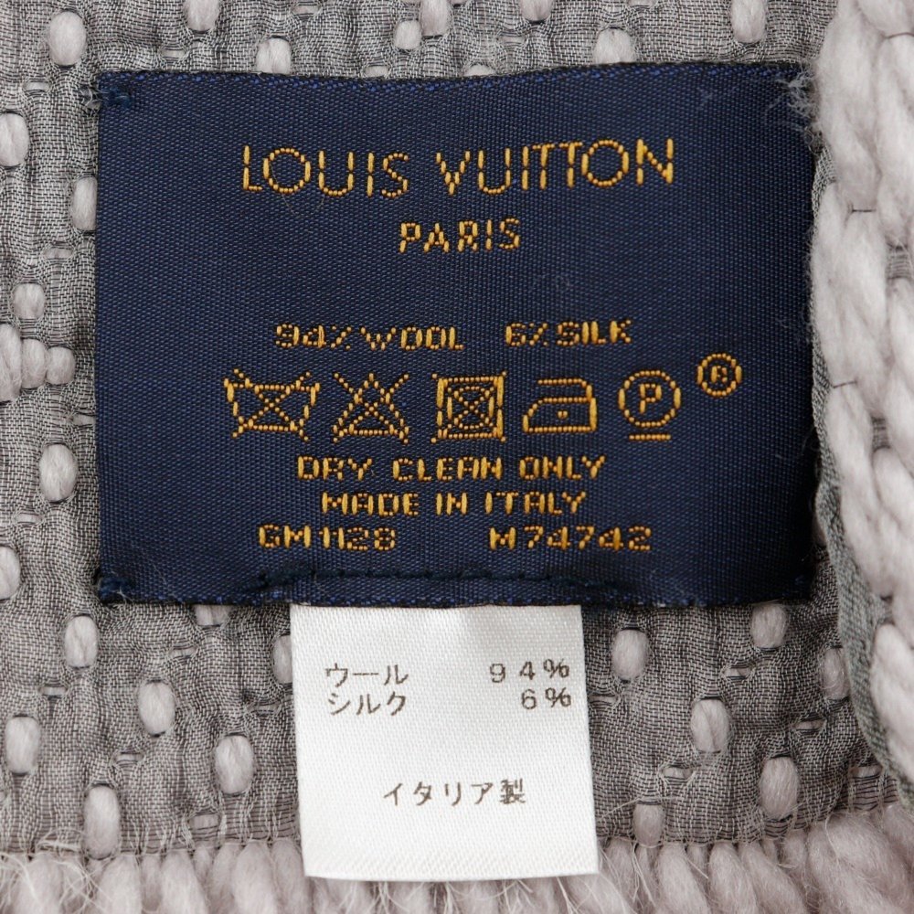LOUIS VUITTON Grey Wool Scarf M74742 GM1128 Logo - Picture 5 of 5